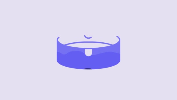 Blue Ashtray Icon Isolated Purple Background Video Motion Graphic Animation — Stock Video