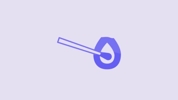 Blue Burning Match Fire Icon Isolated Purple Background Match Fire — Video