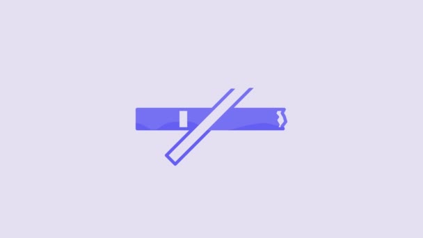 Blue Smoking Icon Isolated Purple Background Cigarette Smoking Prohibited Sign — Vídeos de Stock