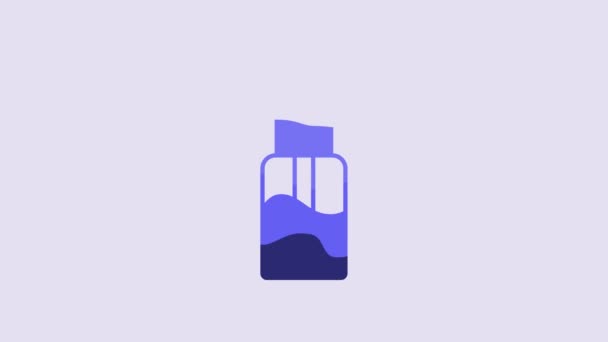Blue Vape Жидкой Бутылки Электронных Сигарет Значок Изолирован Фиолетовом Фоне — стоковое видео