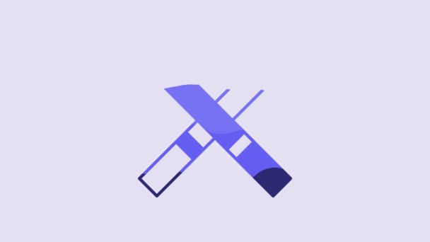 蓝色香烟图标在紫色背景上隔离 烟草标志 吸烟的象征 4K视频运动图形动画 — 图库视频影像