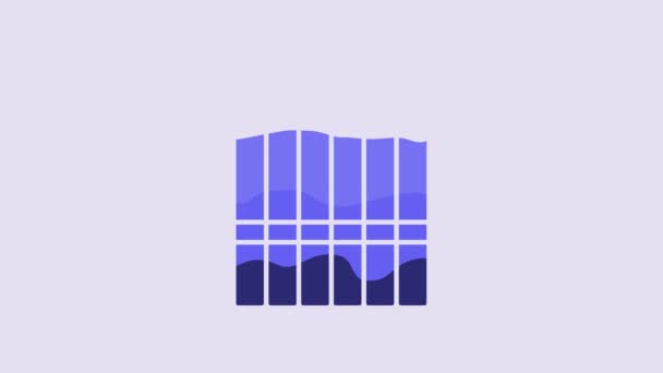 紫色の背景に隔離されたブルーシガレットアイコン タバコのサインだ 喫煙記号 4Kビデオモーショングラフィックアニメーション — ストック動画
