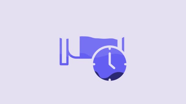 Blue Time Sleep Icon Isolated Purple Background Sleepy Zzz Healthy — Video Stock
