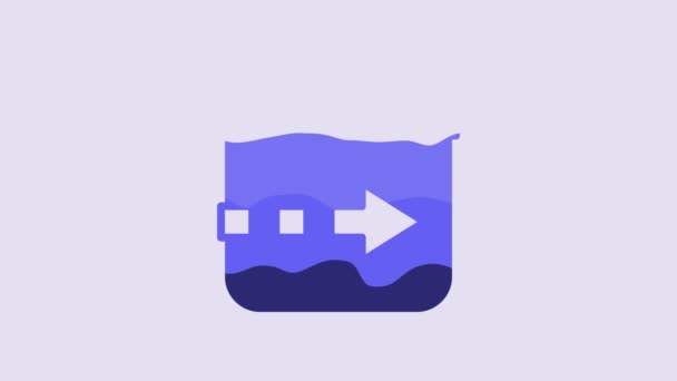 Blue Time Flies Clock Icon Isolated Purple Background Video Motion — ストック動画