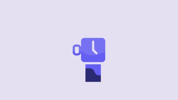 Blue Wrist Watch Icon Isolated Purple Background Wristwatch Icon Video — ストック動画