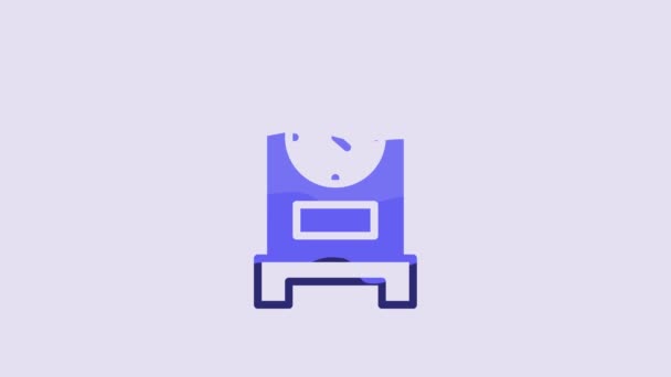 Blue Antique Clock Icon Isolated Purple Background Video Motion Graphic — Vídeos de Stock