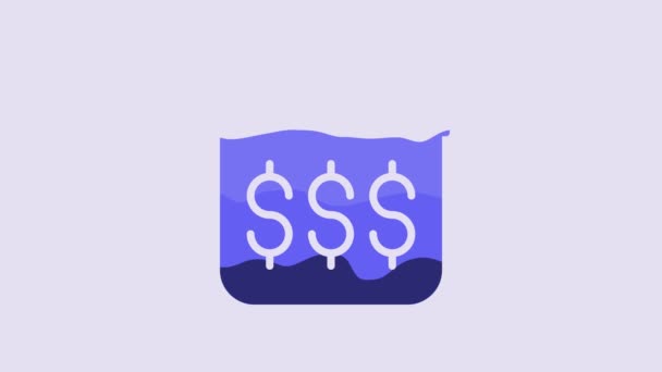 Blue Payday Calendar Dollar Icon Isolated Purple Background Video Motion — Vídeos de Stock