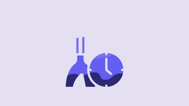 Синий Значок Времени Очистки Выделен Фиолетовом Фоне Санитарная Служба Гигиена — стоковое видео
