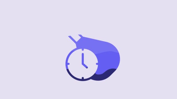 Blue Food Time Icon Isolated Purple Background Time Eat Video — Video Stock