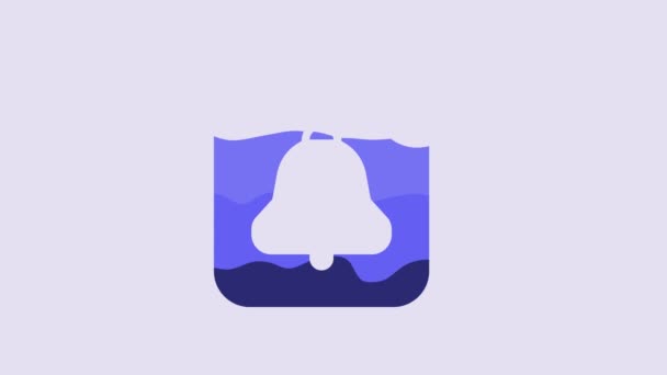 Blue Alarm Clock App Smartphone Interface Icon Isolated Purple Background — Wideo stockowe