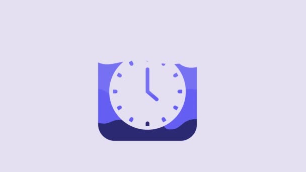Blue Alarm Clock App Smartphone Interface Icon Isolated Purple Background — Stockvideo