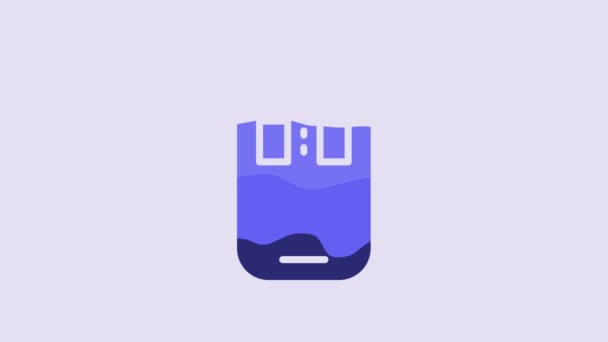 Blue Alarm Clock App Smartphone Interface Icon Isolated Purple Background — Stock Video