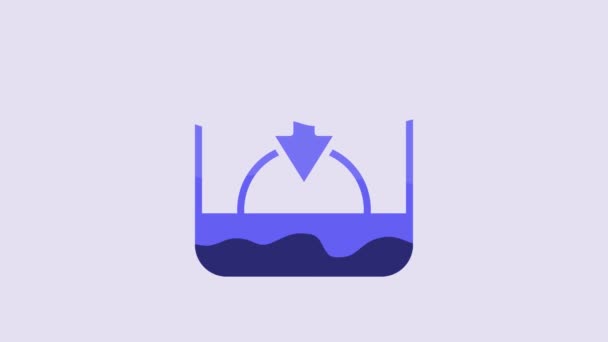 Icono Azul Atardecer Aislado Sobre Fondo Púrpura Animación Gráfica Vídeo — Vídeos de Stock