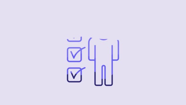 Blue Resume Icon Isolated Purple Background Application Searching Professional Staff — Wideo stockowe