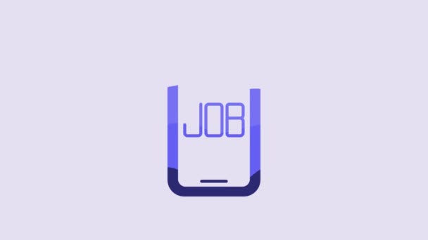 Blue Search Job Icon Isolated Purple Background Recruitment Selection Concept — Wideo stockowe