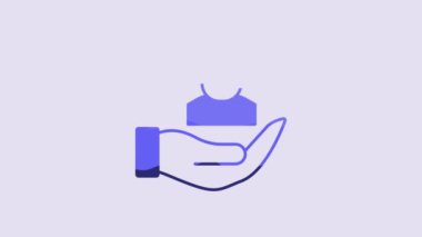 Blue Worker icon isolated on purple background. Business avatar symbol user profile icon. Male user sign. 4K Video motion graphic animation.