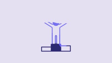 Blue Productive human icon isolated on purple background. Idea work, success, productivity, vision and efficiency concept. 4K Video motion graphic animation.