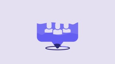 Blue Project team base icon isolated on purple background. Business analysis and planning, consulting, team work, project management. Developers. 4K Video motion graphic animation.