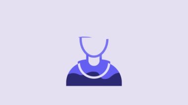 Blue Viking head icon isolated on purple background. 4K Video motion graphic animation.
