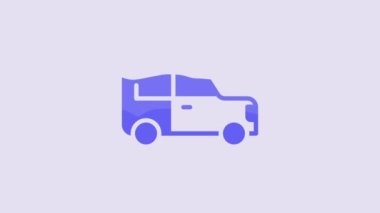 Blue Car icon isolated on purple background. 4K Video motion graphic animation.