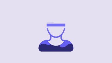 Blue Viking head icon isolated on purple background. 4K Video motion graphic animation.