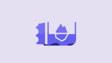 Blue Ticket in Iceland icon isolated on purple background. 4K Video motion graphic animation.