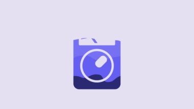 Blue Ampere meter, multimeter, voltmeter icon isolated on purple background. Instruments for measurement of electric current. 4K Video motion graphic animation.