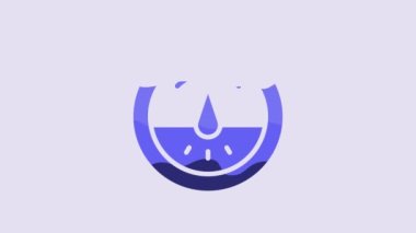 Blue Electric meter icon isolated on purple background. 4K Video motion graphic animation.