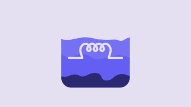 Blue Inductor in electronic circuit icon isolated on purple background. 4K Video motion graphic animation.