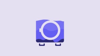 Blue Washer icon isolated on purple background. Washing machine icon. Clothes washer - laundry machine. Home appliance symbol. 4K Video motion graphic animation.