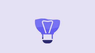 Blue Creative lamp light idea icon isolated on purple background. Concept ideas inspiration, invention, effective thinking, knowledge and education. 4K Video motion graphic animation.