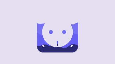 Blue Electrical outlet icon isolated on purple background. Power socket. Rosette symbol. 4K Video motion graphic animation.