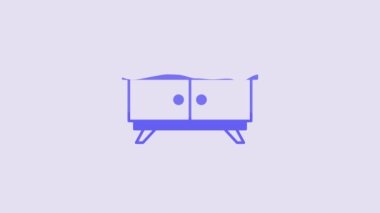 Blue Furniture nightstand icon isolated on purple background. 4K Video motion graphic animation.