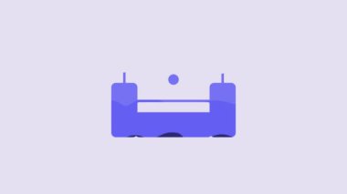 Blue Armchair icon isolated on purple background. 4K Video motion graphic animation.