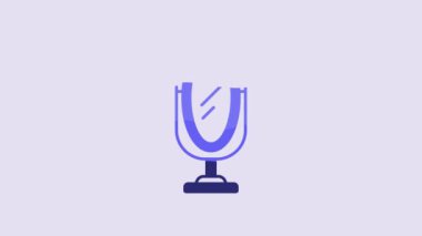 Blue Mirror icon isolated on purple background. 4K Video motion graphic animation.