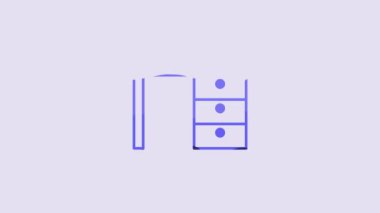 Blue Office desk icon isolated on purple background. 4K Video motion graphic animation.