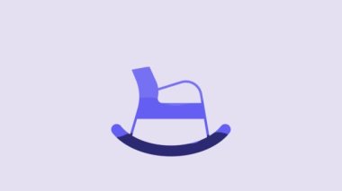 Blue Rocking chair icon isolated on purple background. 4K Video motion graphic animation.