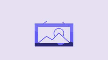 Blue Picture icon isolated on purple background. 4K Video motion graphic animation.