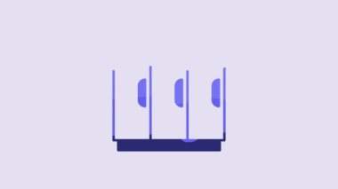 Blue Wardrobe icon isolated on purple background. Cupboard sign. 4K Video motion graphic animation.