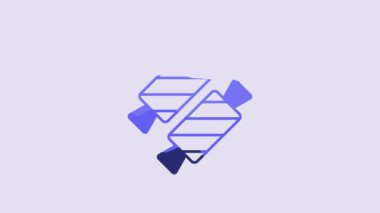 Blue Candy icon isolated on purple background. Happy Valentines day. 4K Video motion graphic animation.