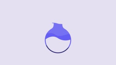 Blue Bottle with love potion icon isolated on purple background. Happy Valentines day. 4K Video motion graphic animation.