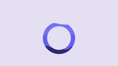 Blue Wedding rings icon isolated on purple background. Bride and groom jewelry sign. Marriage symbol. Diamond ring. 4K Video motion graphic animation.