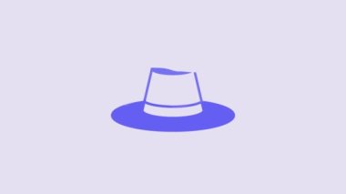 Blue Man hat with ribbon icon isolated on purple background. 4K Video motion graphic animation.