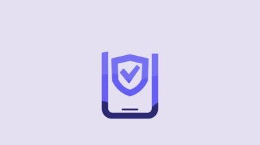Blue Insurance online icon isolated on purple background. Security, safety, protection, protect concept. 4K Video motion graphic animation.