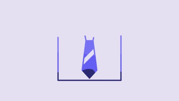 Блакитна Піктограма Краватки Ізольована Фіолетовому Фоні Символ Шиї Шиї Відео — стокове відео