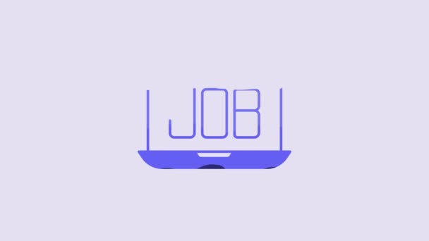 Μπλε Εικόνα Εργασίας Αναζήτησης Απομονώνονται Μωβ Φόντο Έννοια Πρόσληψης Επιλογής — Αρχείο Βίντεο