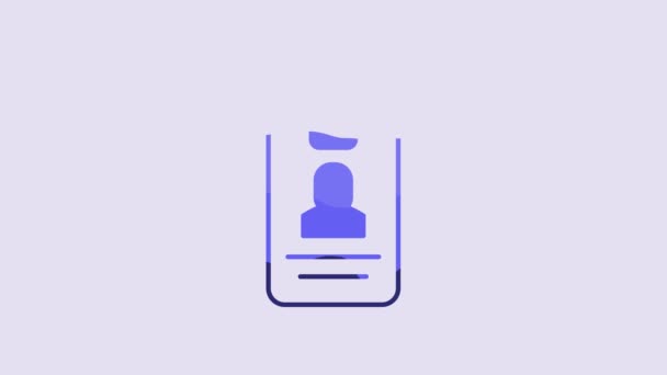 Blue Identification Badge Icon Isolated Purple Background Can Used Presentation — Wideo stockowe