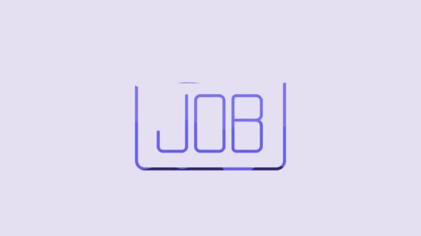 青紫色の背景に隔離されたジョブアイコンを検索します 採用や選考の概念 ビジネスのための人材と採用 4Kビデオモーショングラフィックアニメーション — ストック動画