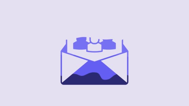 Icono Base Del Equipo Proyecto Azul Aislado Sobre Fondo Púrpura — Vídeo de stock