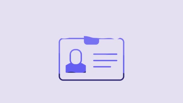 Blue Identification Badge Icon Isolated Purple Background Can Used Presentation — Stock video